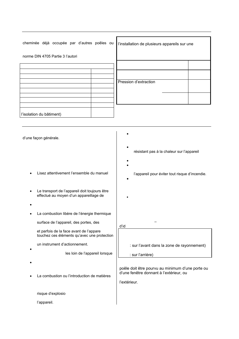 Caractéristiques techniques, Informations importantes, Remarques générales concernant la sécurité | Installation du poêle, Distances de sécurité à respecter | Austroflamm Tria User Manual | Page 12 / 16