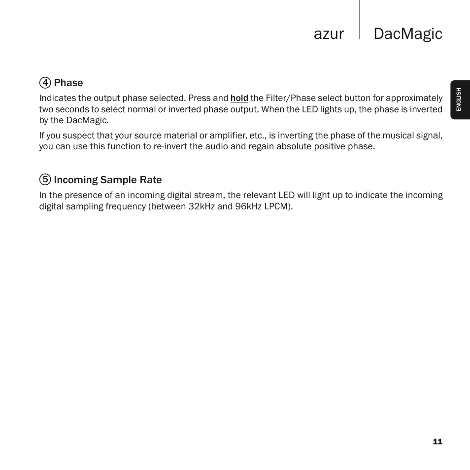 Dacmagic azur | Cambridge Audio Upsampling Digital to Analog Converter azur DacMagic User Manual | Page 11 / 28
