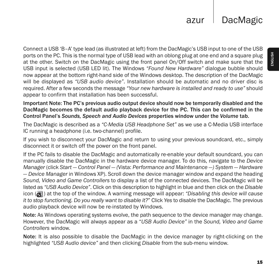 Dacmagic azur | Cambridge Audio Upsampling Digital to Analog Converter azur DacMagic User Manual | Page 15 / 28