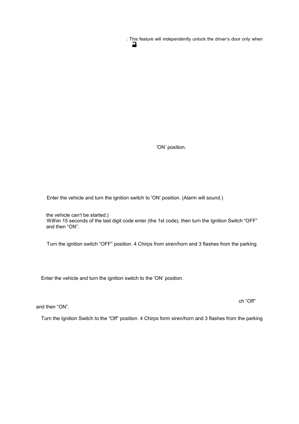 H. disarming without a transmitter, I. valet mode | AutoPage C3-RS915LCD User Manual | Page 6 / 20