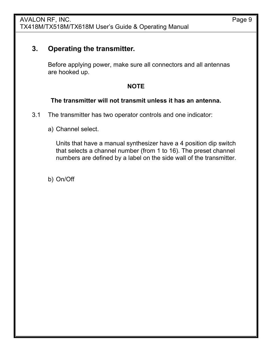 AValon RF TX618M User Manual | Page 11 / 14