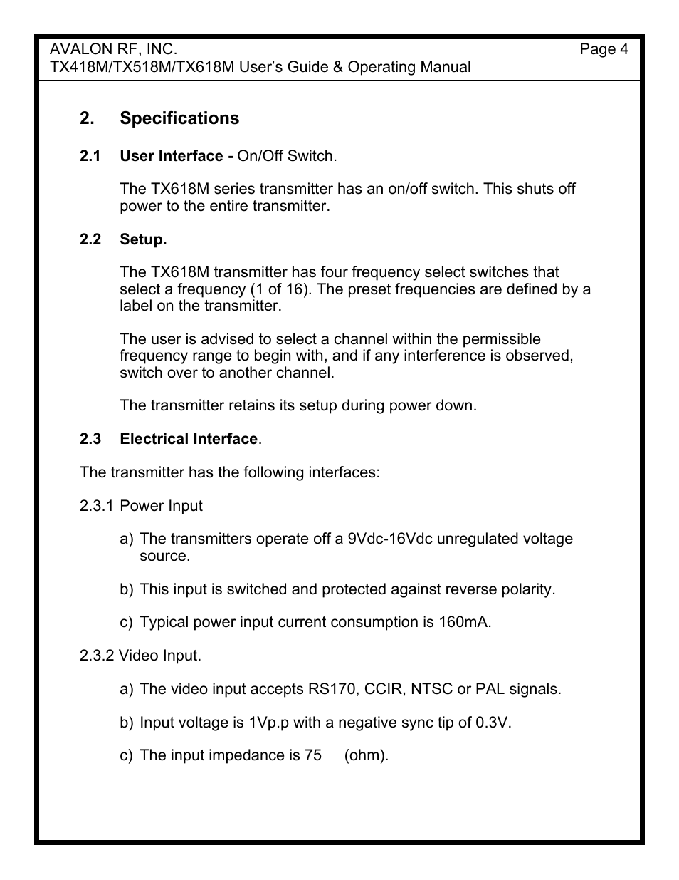 AValon RF TX618M User Manual | Page 6 / 14