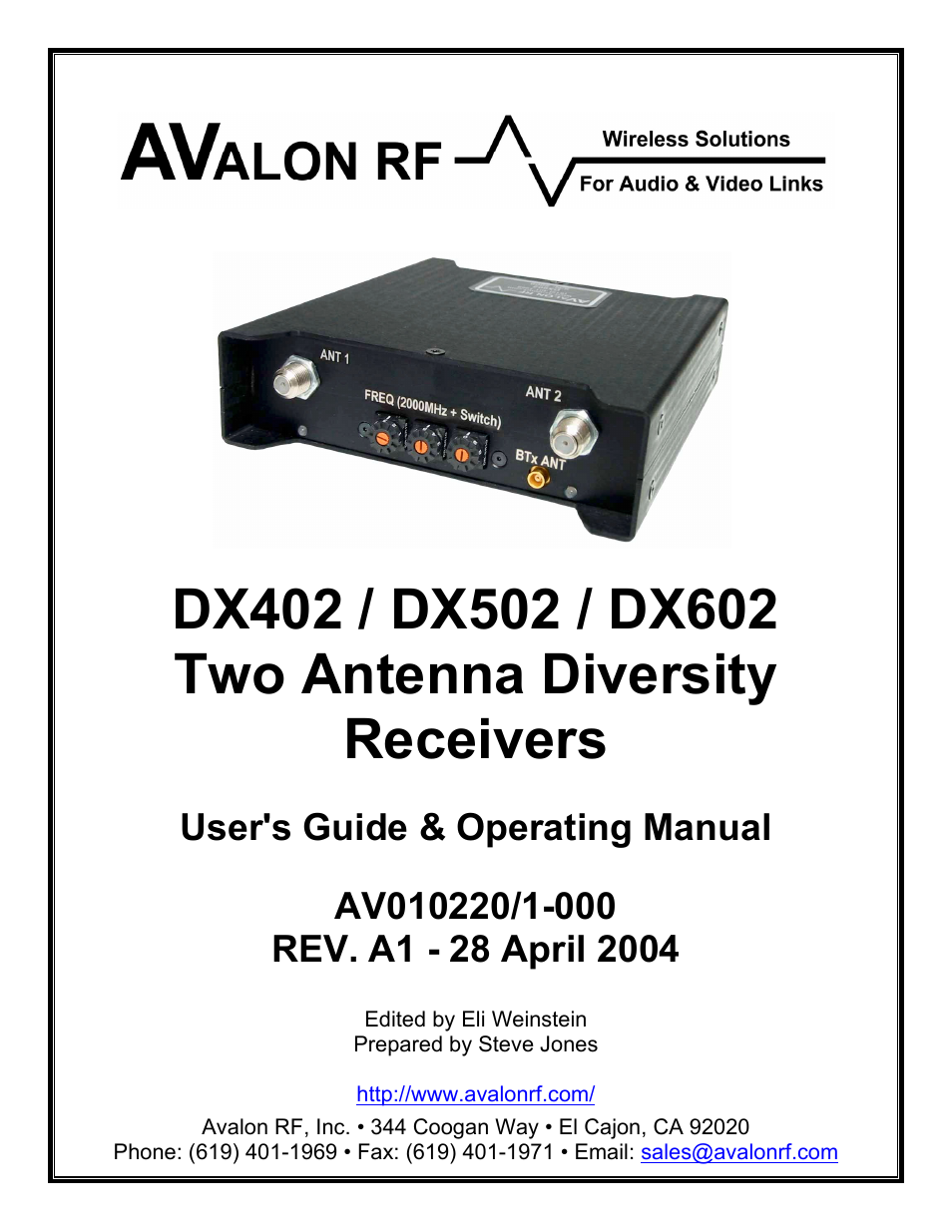 AValon RF DX-02 Series User Manual | 23 pages