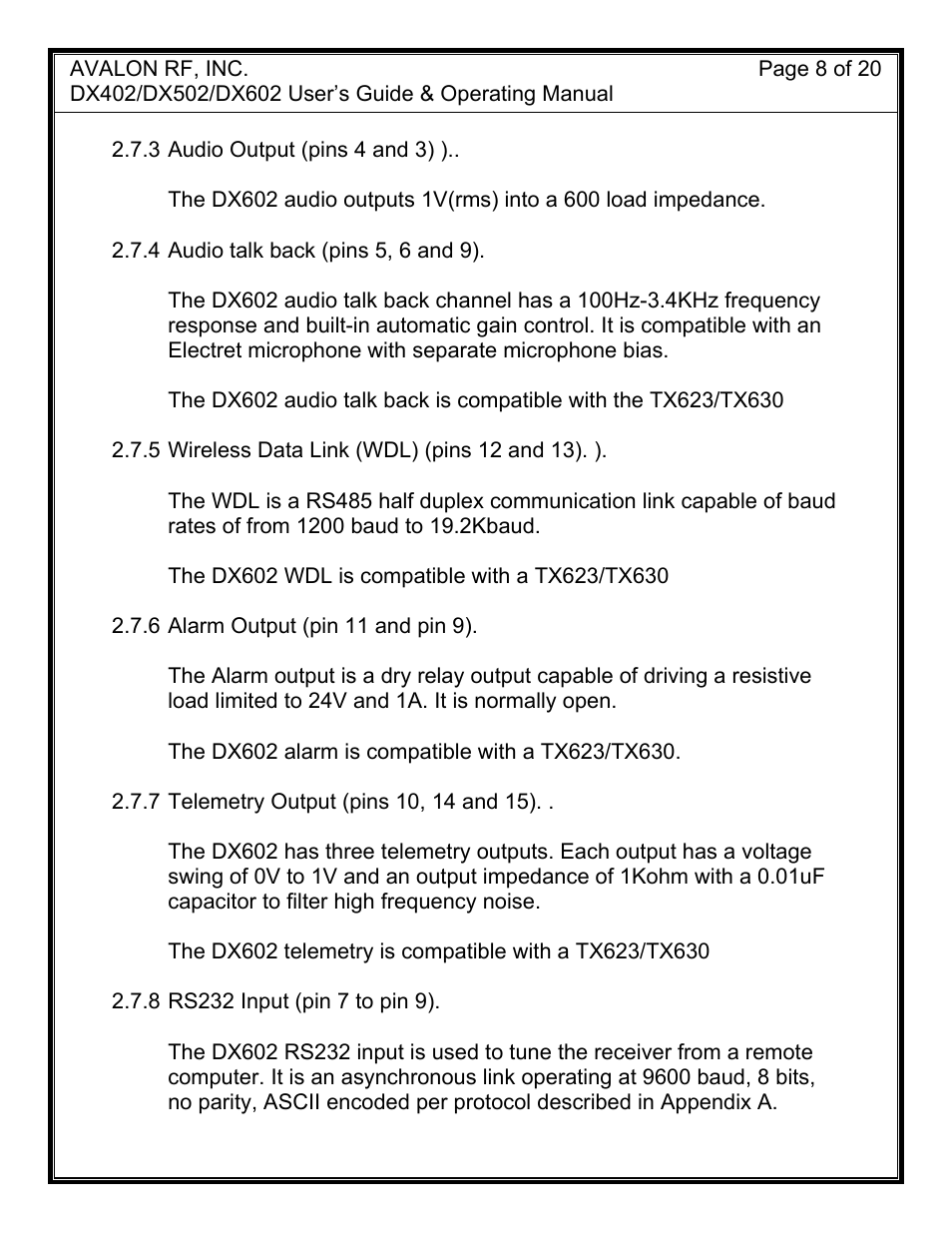AValon RF DX-02 Series User Manual | Page 11 / 23