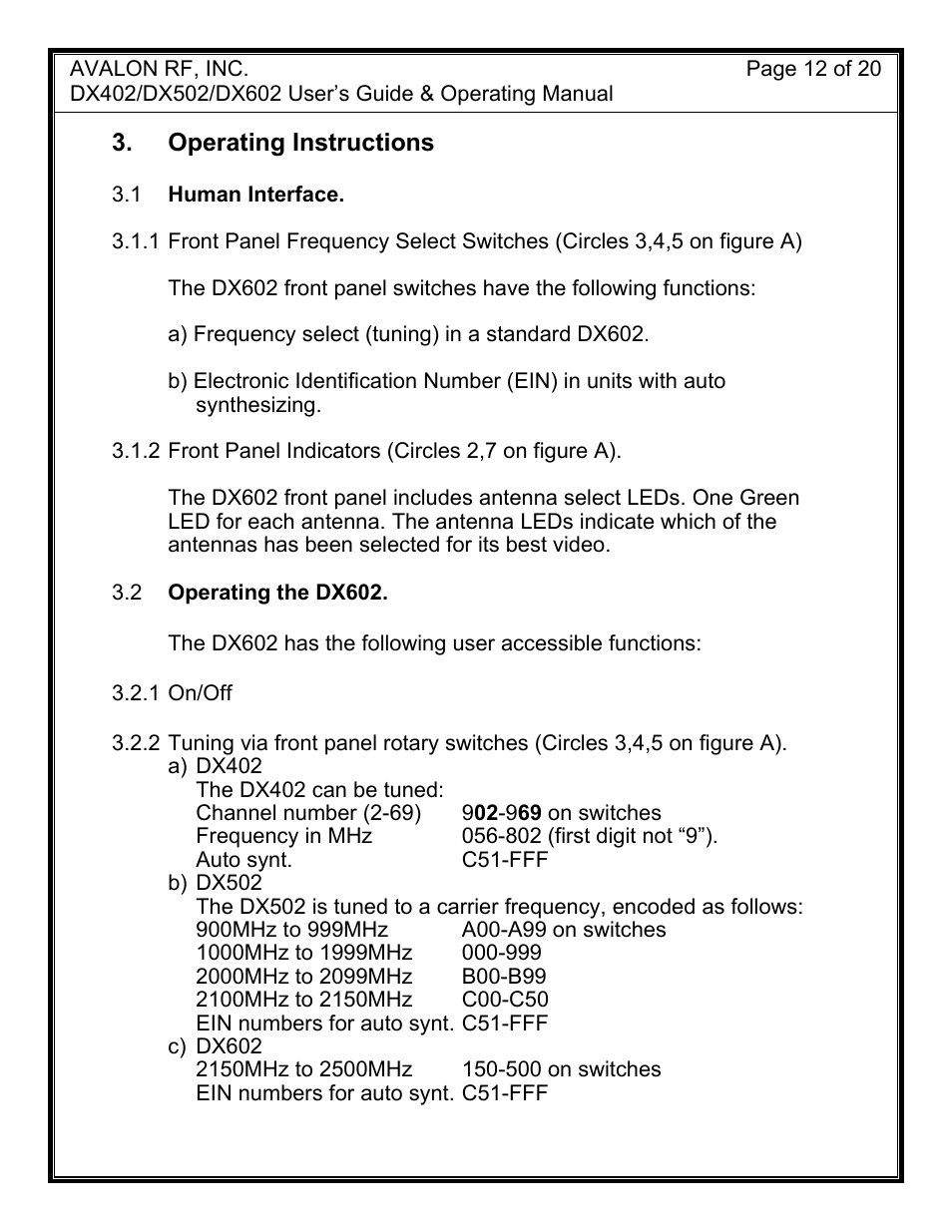 AValon RF DX-02 Series User Manual | Page 15 / 23