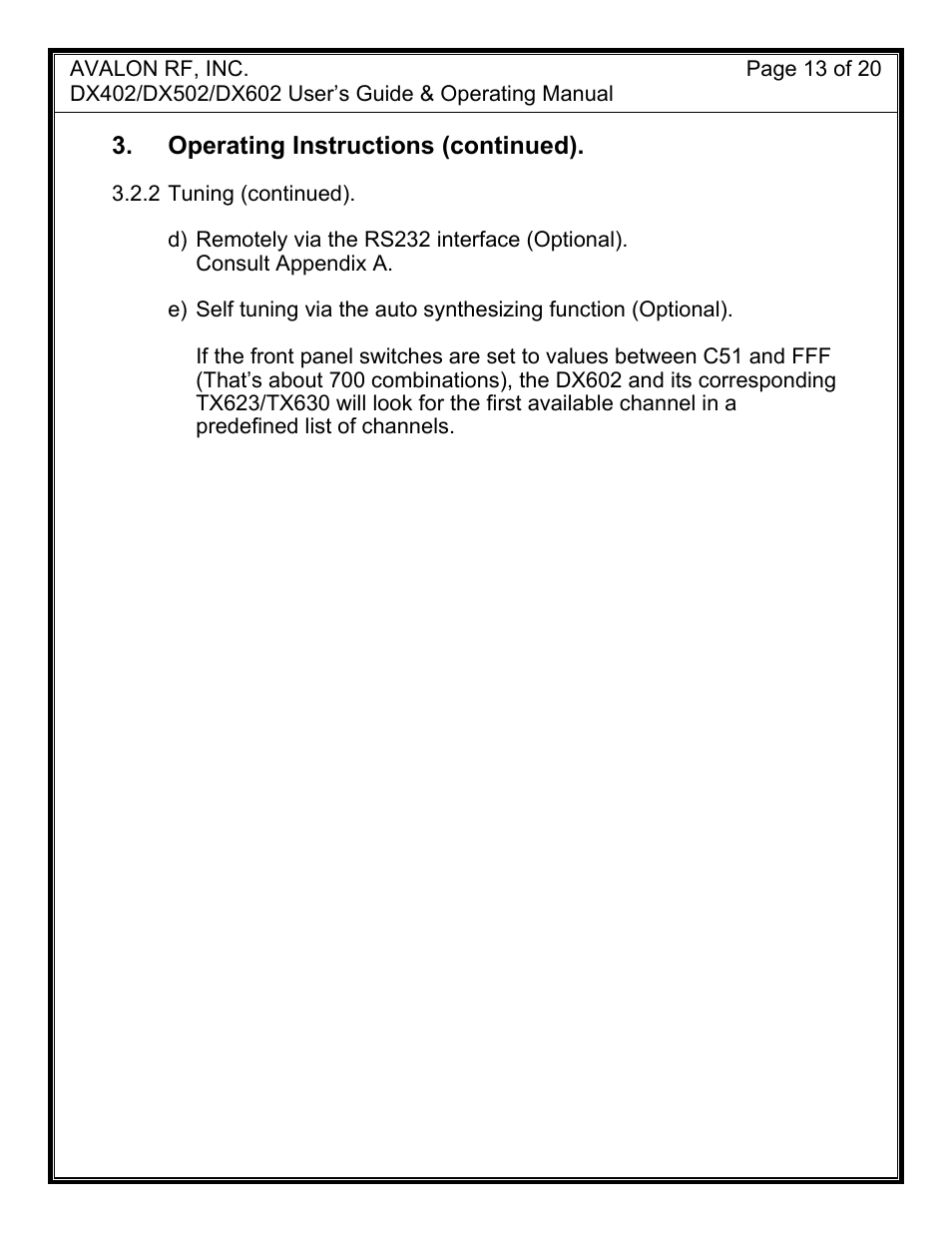 AValon RF DX-02 Series User Manual | Page 16 / 23