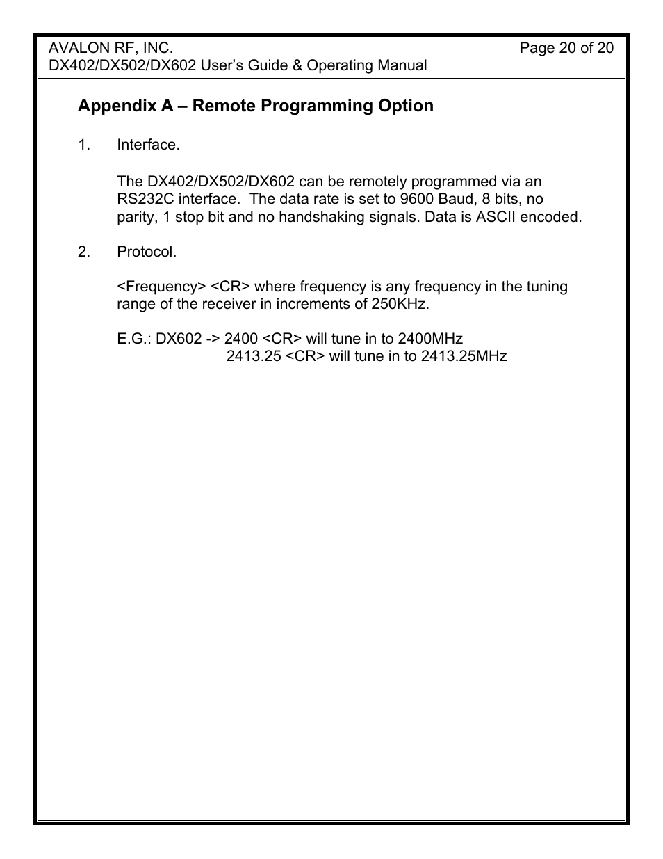 AValon RF DX-02 Series User Manual | Page 23 / 23