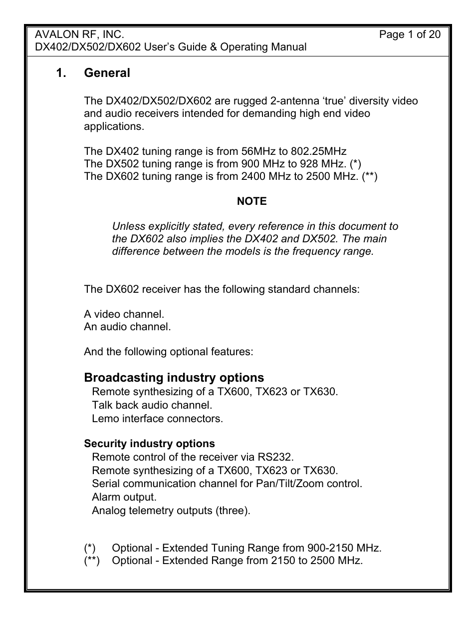 AValon RF DX-02 Series User Manual | Page 4 / 23