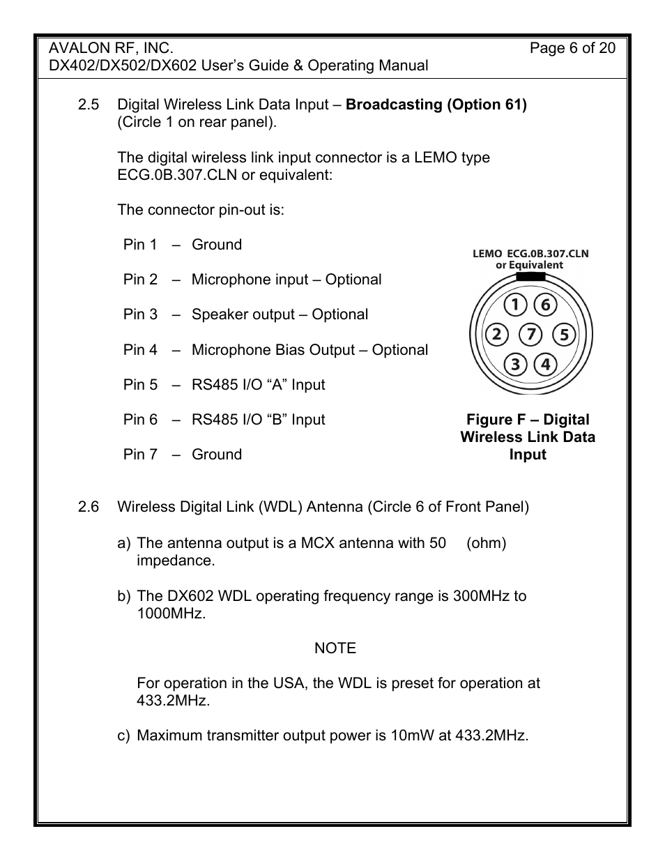 AValon RF DX-02 Series User Manual | Page 9 / 23