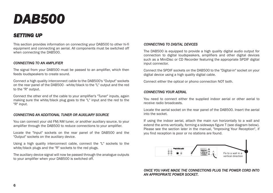 Dab500, Setting up | Cambridge Audio DAB500 User Manual | Page 6 / 12
