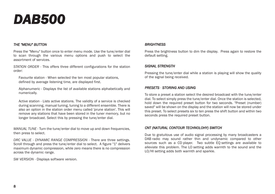 Dab500 | Cambridge Audio DAB500 User Manual | Page 8 / 12