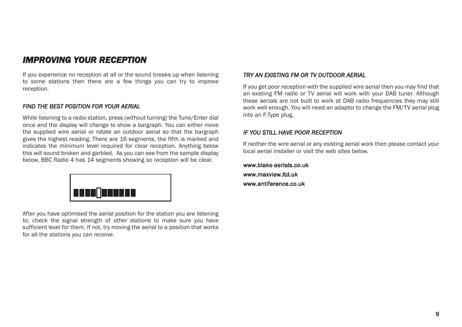 Bbc radio 4, Improving your reception | Cambridge Audio DAB500 User Manual | Page 9 / 12