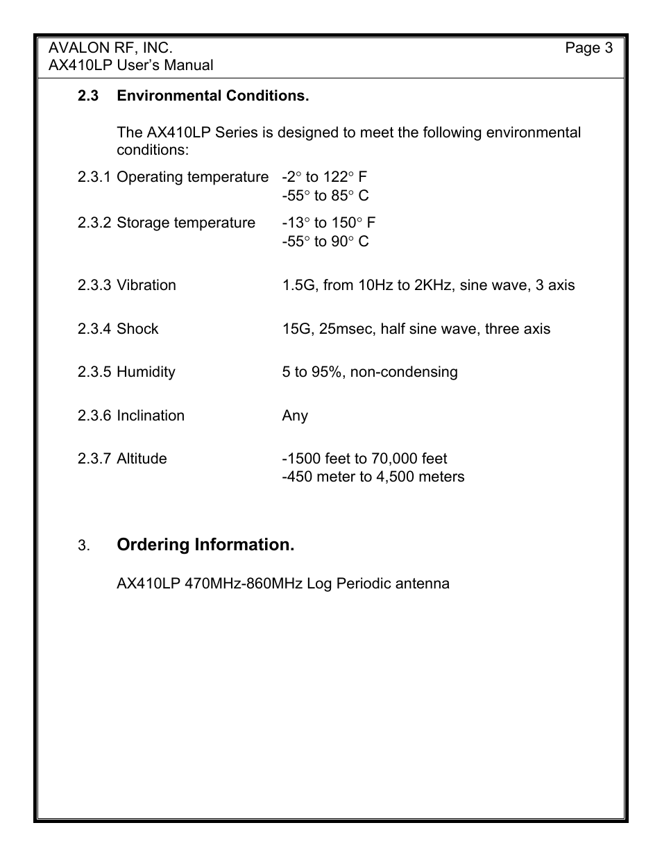AValon RF AX410LP User Manual | Page 4 / 4