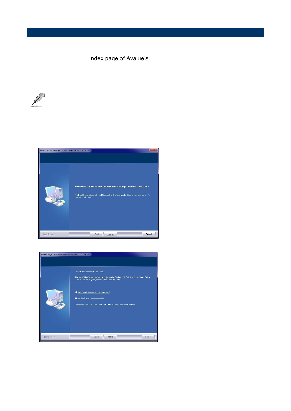 Install audio driver (for realtek alc892) | Avalue ECM-QM87 User Manual | Page 70 / 74