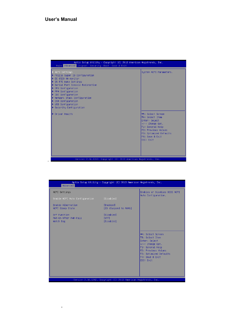 Advanced menu, Apci settings | Avalue ECM-BYT User Manual | Page 40 / 73
