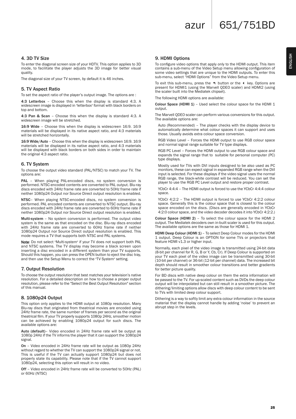 Cambridge Audio AZUR 751BD User Manual | Page 25 / 40