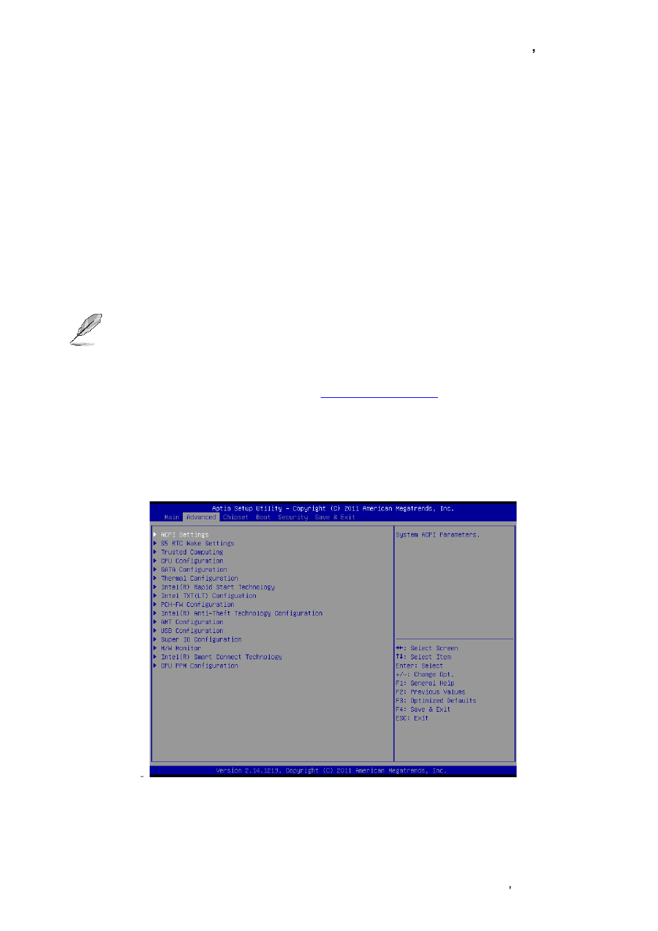 System language, System date, System time | Advanced menu | Avalue ECM-QM77 User Manual | Page 45 / 89