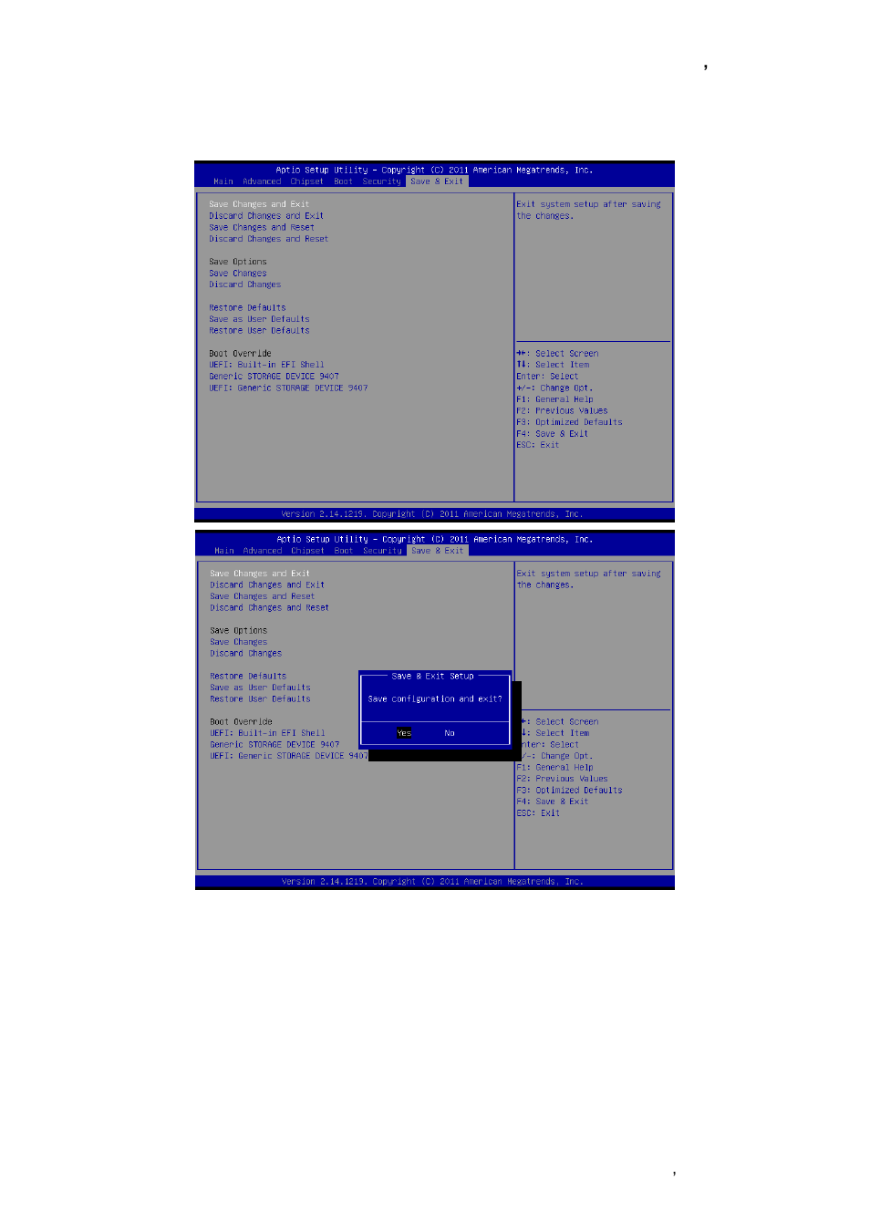 Save and exit, Save changes and exit, Discard changes and exit | Avalue ECM-QM77 User Manual | Page 75 / 89