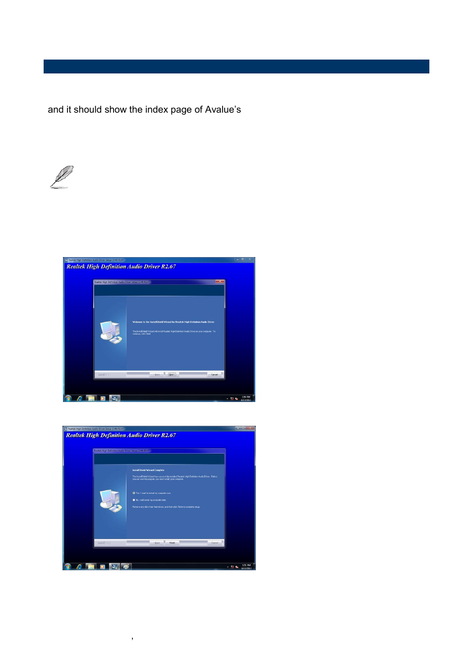 Install audio driver (for realtek alc892) | Avalue ECM-QM77 User Manual | Page 84 / 89