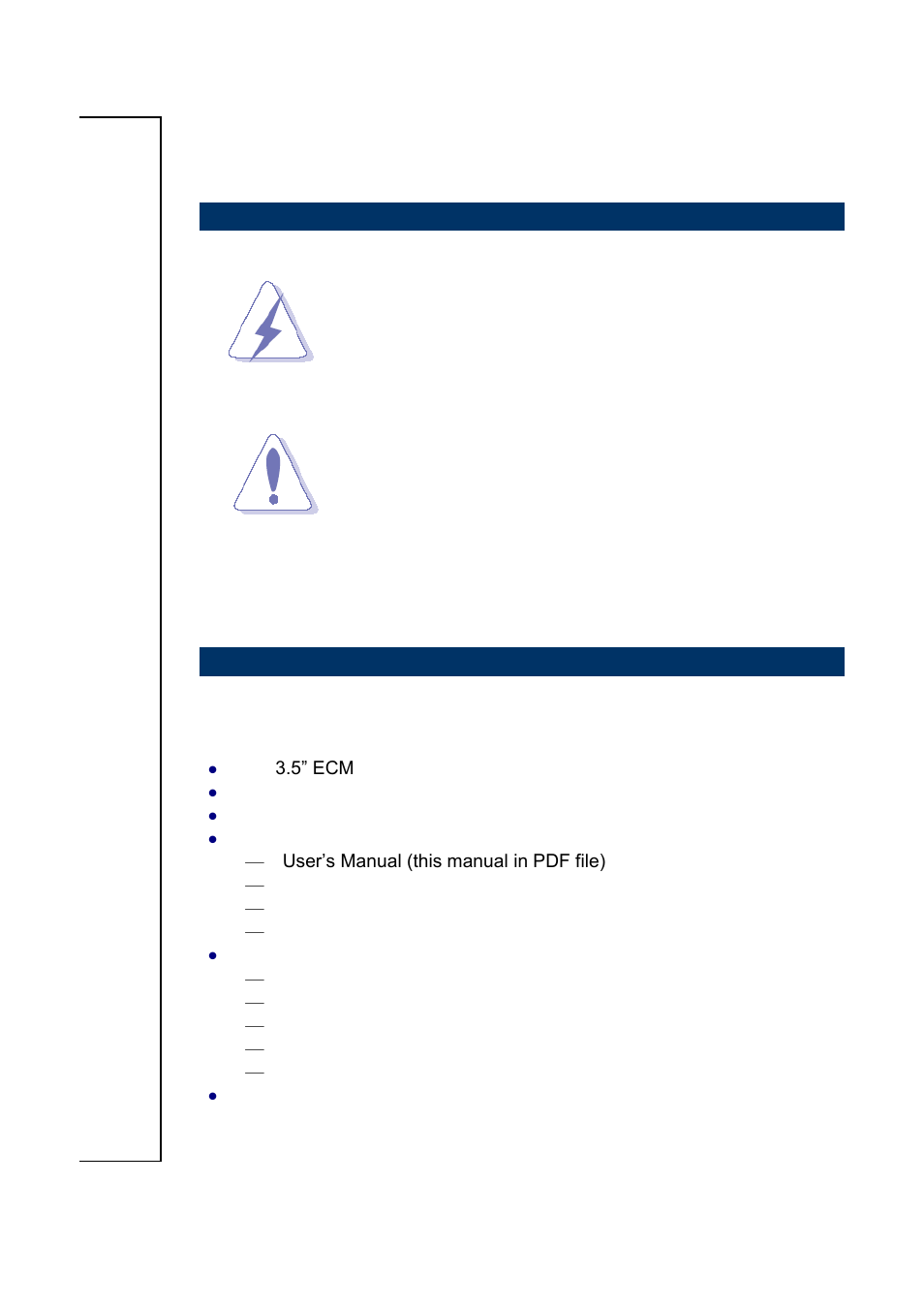 Getting started, 1 safety precautions, 2 packing list | Avalue ECM-CDV User Manual | Page 4 / 20