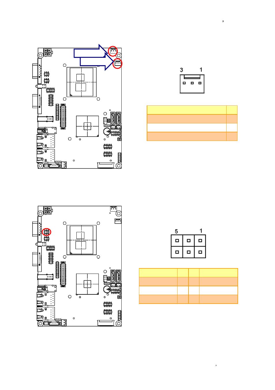 Cpu fan connector (cpu_fan1/ sys_fan1), Serial port 1 in rs-422/485 mode (j422/485) | Avalue ECM-QM57 User Manual | Page 27 / 79