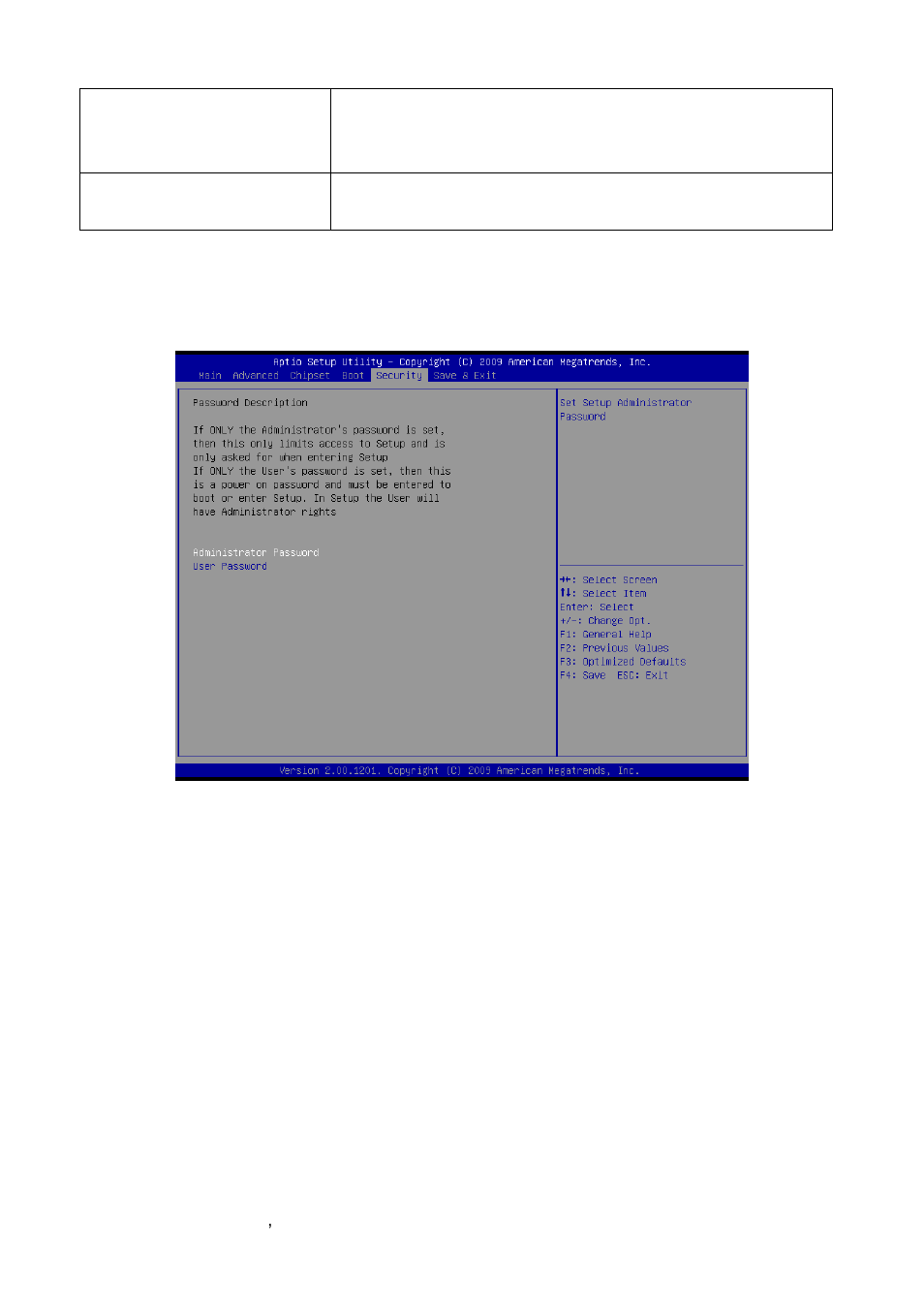 Security, Administrator password, User password | Avalue ECM-QM57 User Manual | Page 68 / 79