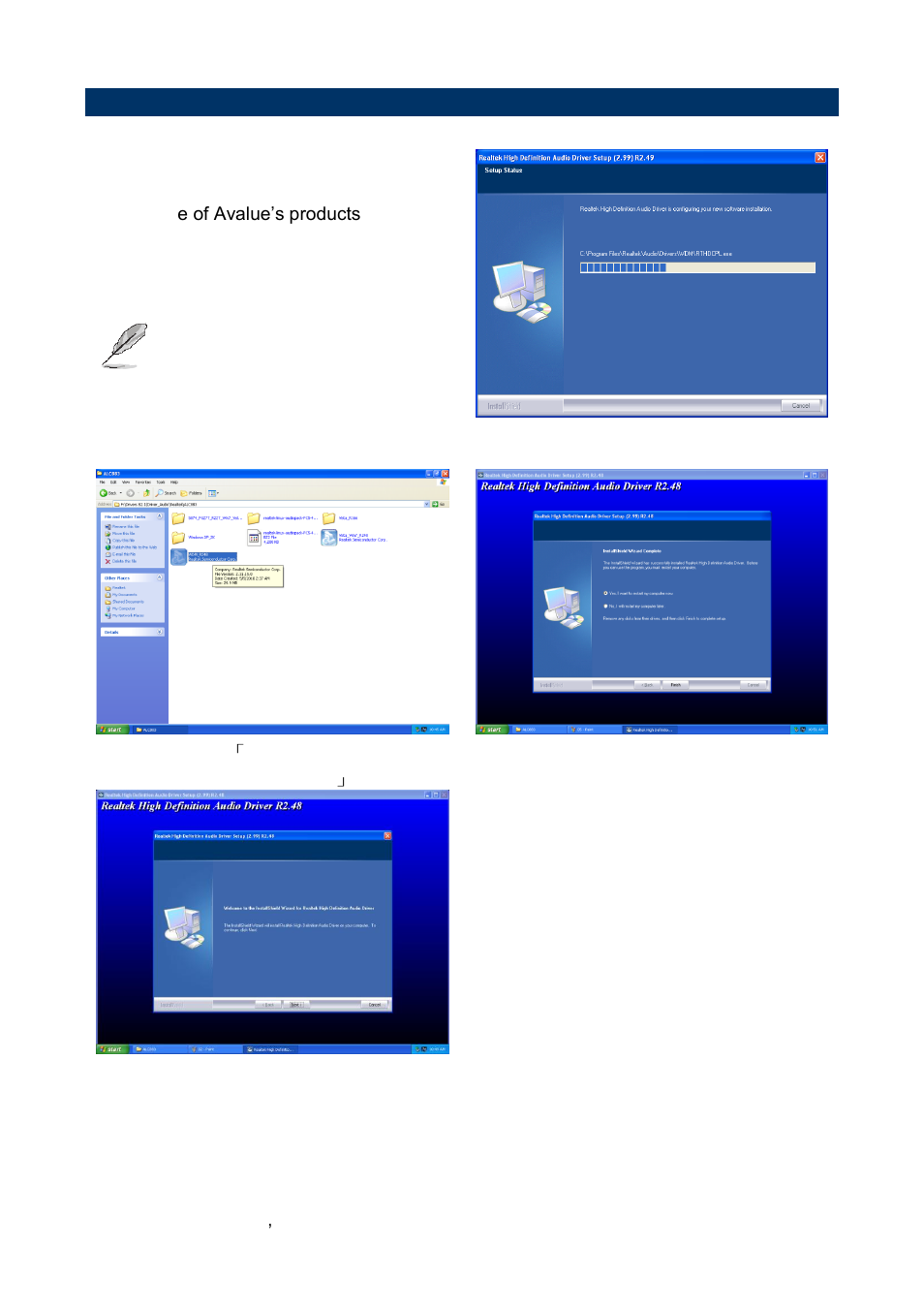 Install audio driver (for realtek alc888) | Avalue ECM-QM57 User Manual | Page 74 / 79