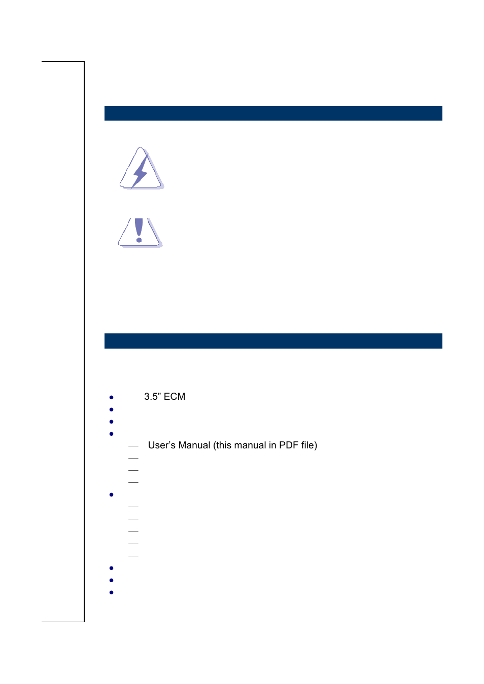 Getting started, 1 safety precautions, 2 packing list | Avalue ECM-QB User Manual | Page 4 / 20