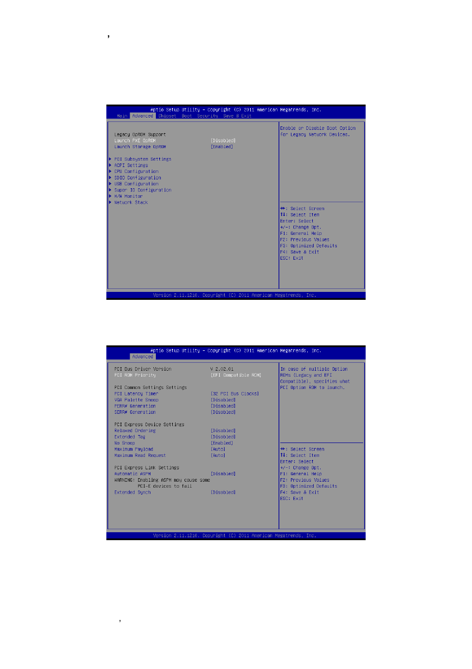 Advanced bios settings, Pci subsystem settings | Avalue ECM-QB User Manual | Page 38 / 67