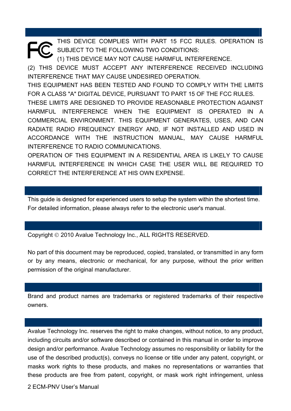 Avalue ECM-PNV User Manual | Page 2 / 105