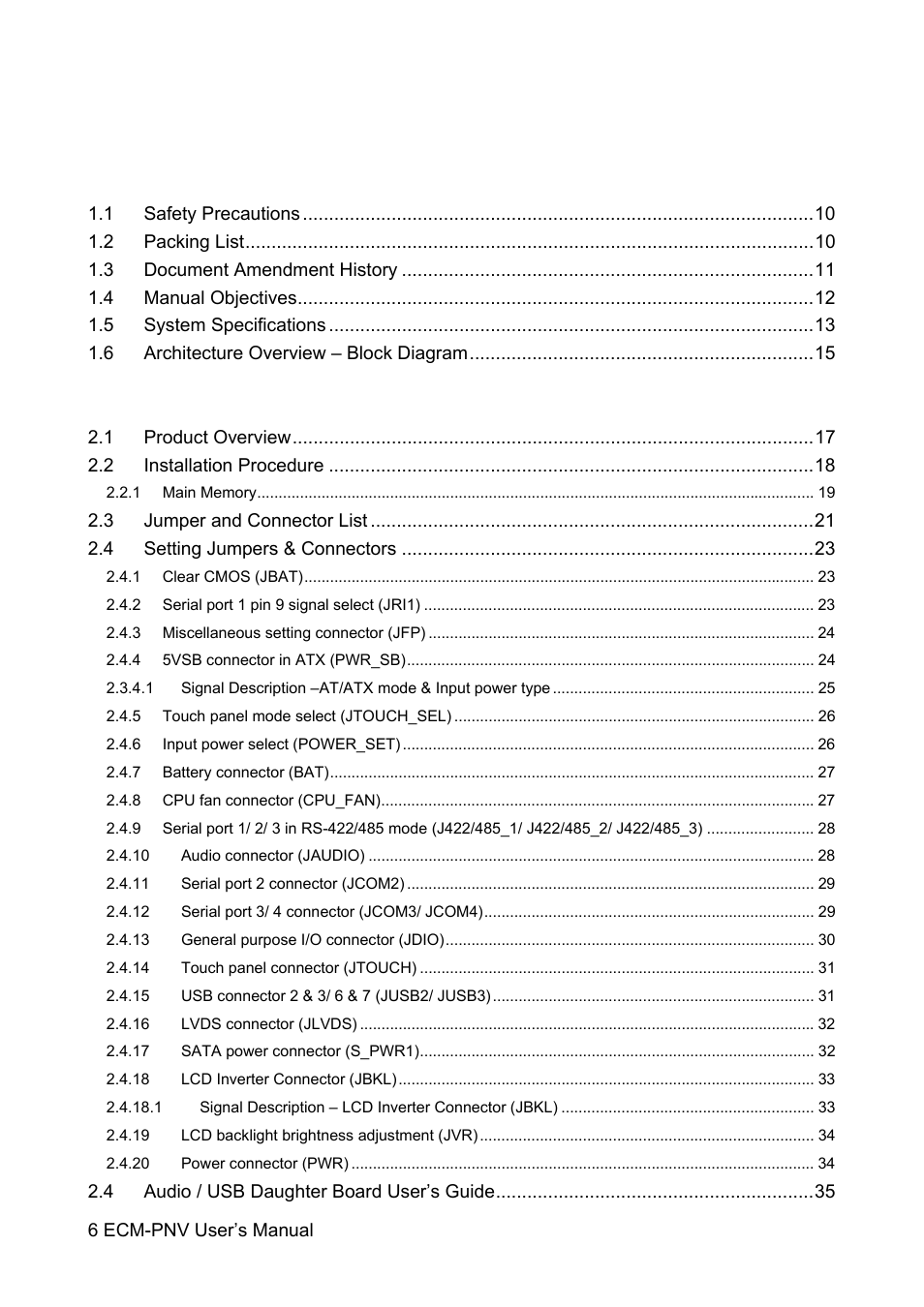 Avalue ECM-PNV User Manual | Page 6 / 105