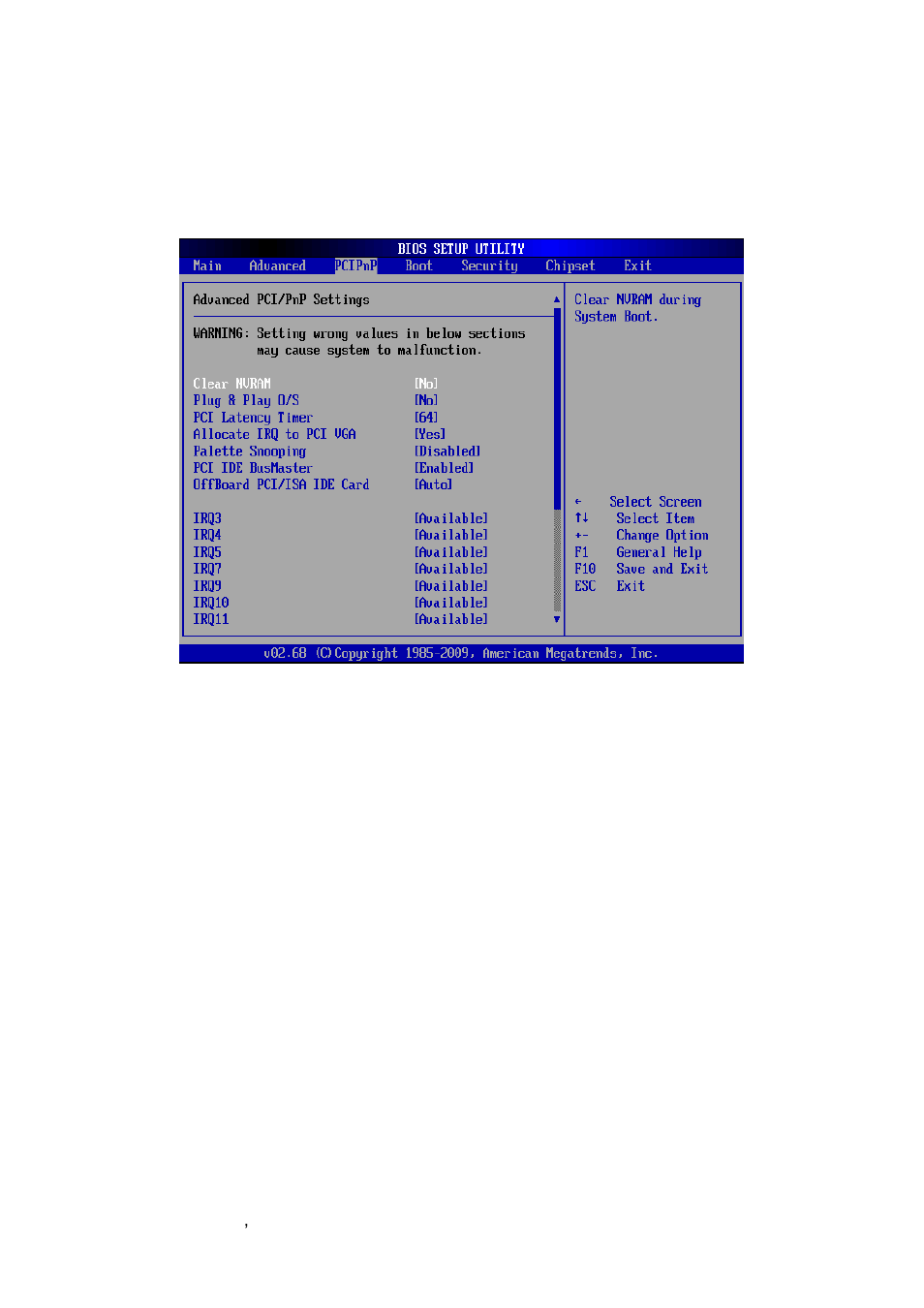 Advanced pcipnp settings | Avalue ECM-PNV User Manual | Page 58 / 77