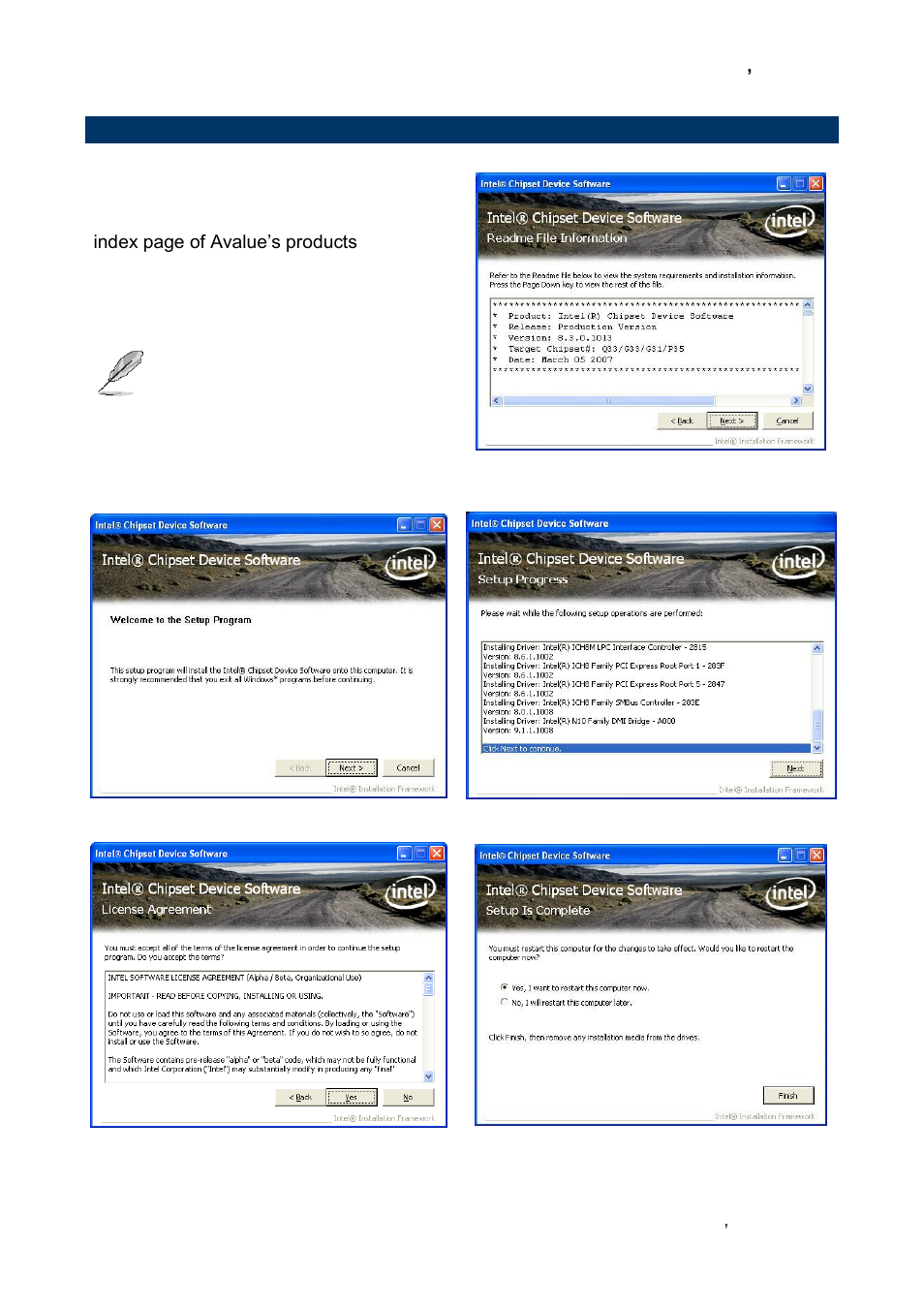 Install chipset driver (for intel ich8m) | Avalue ECM-PNV User Manual | Page 71 / 77