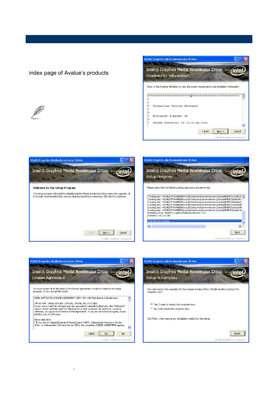 Install display driver (for intel pineview) | Avalue ECM-PNV User Manual | Page 72 / 77