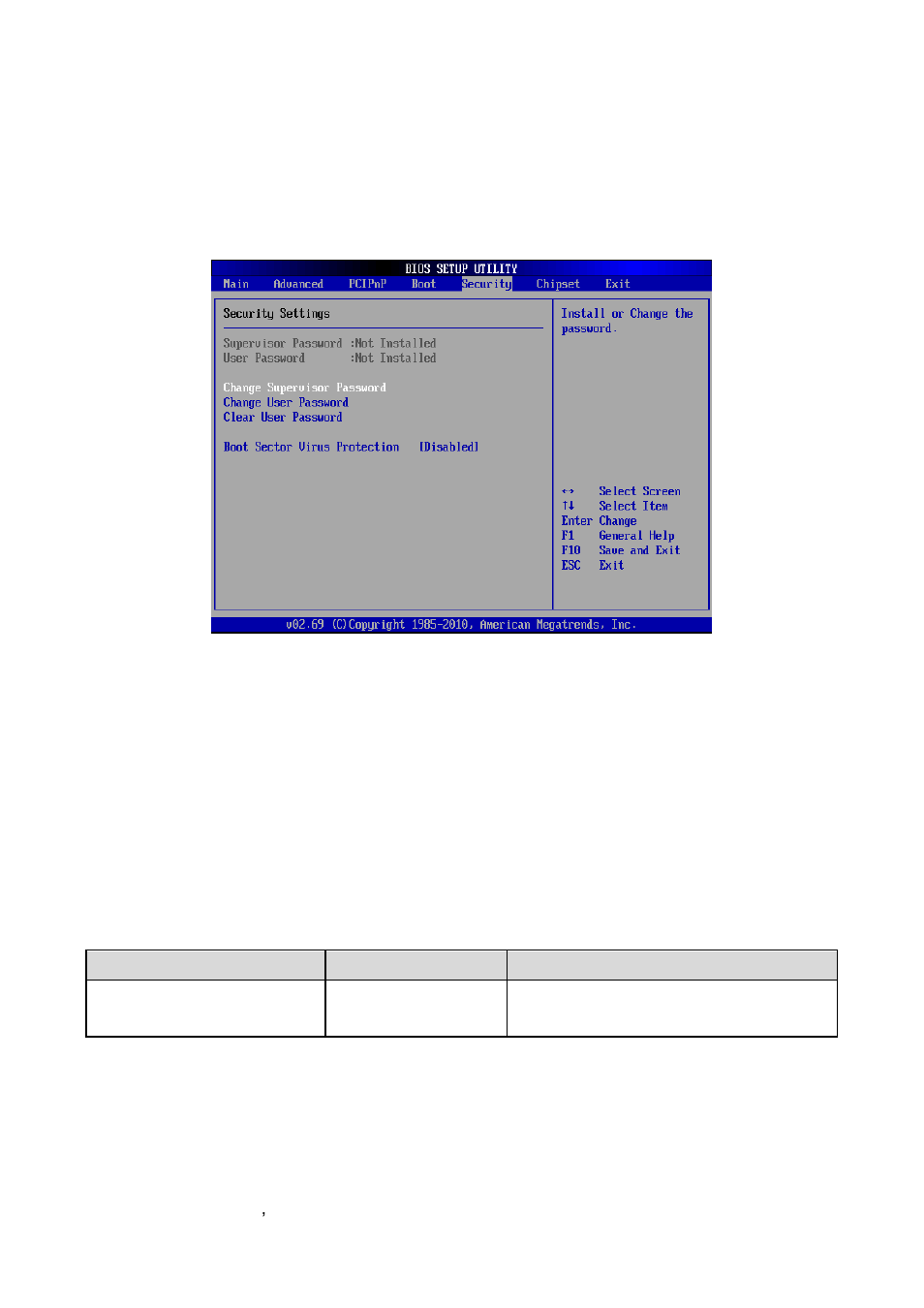Security settings | Avalue ECM-VX900 User Manual | Page 60 / 74