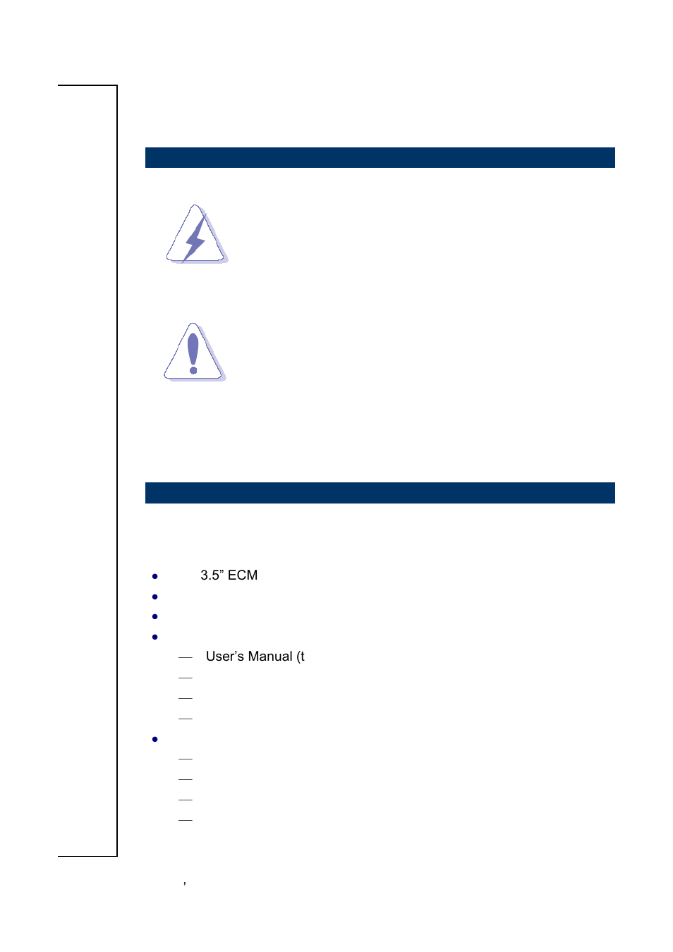 Getting started, Safety precautions, Packing list | Avalue ECM-VX900 User Manual | Page 8 / 74