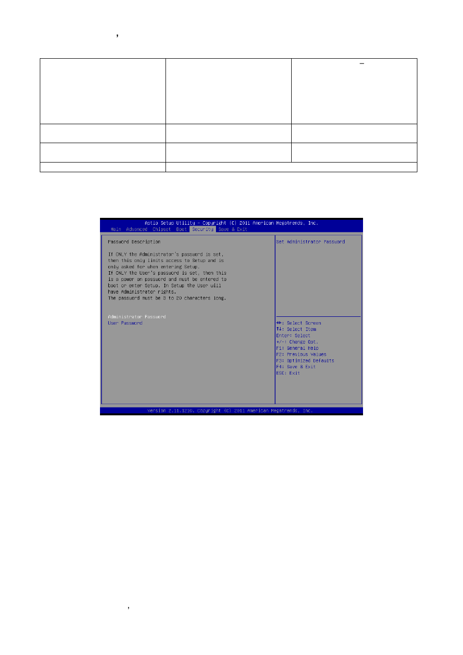 Security, Administrator password, User password | Avalue ECM-A50M User Manual | Page 64 / 77