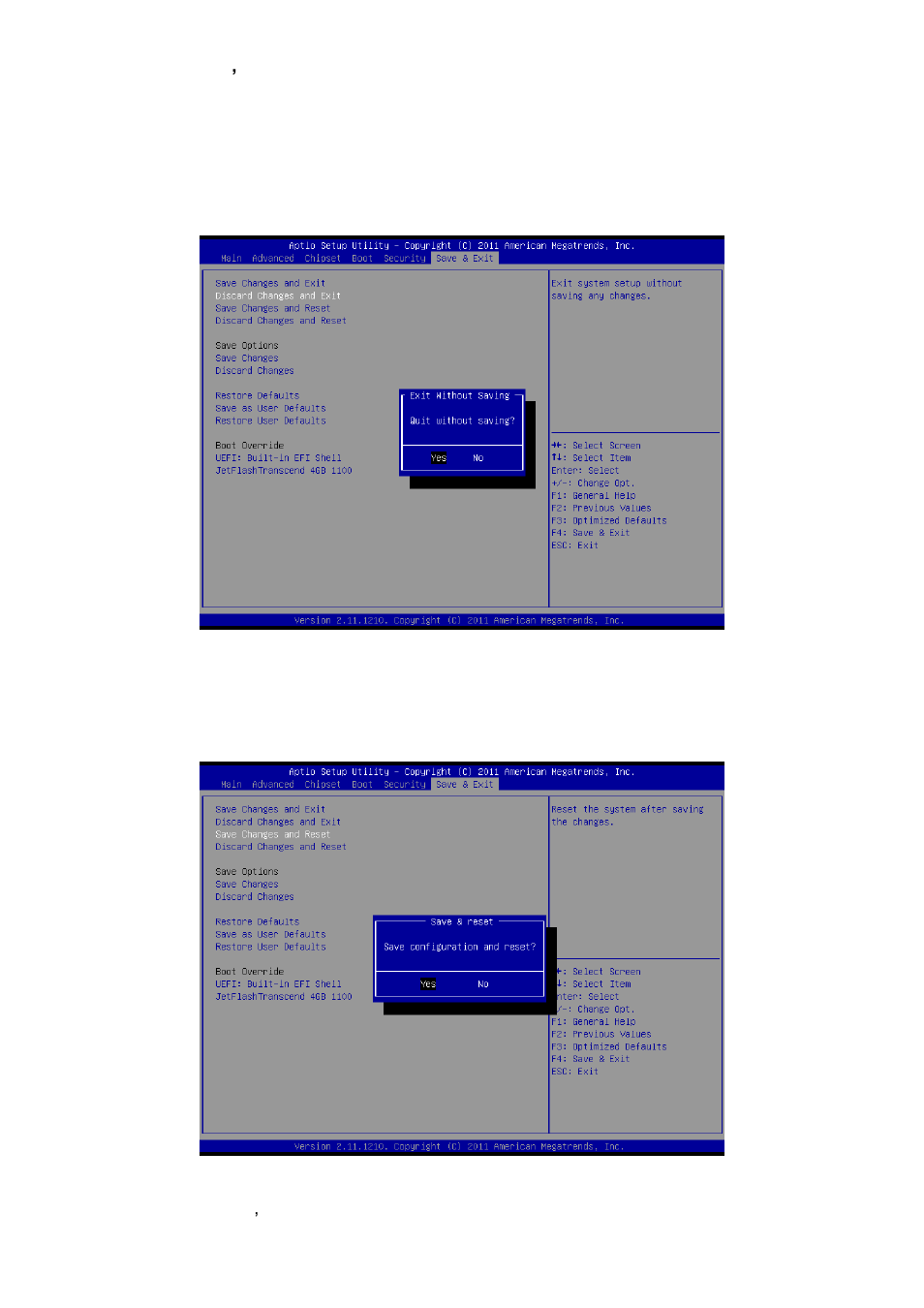 Discard changes and exit, Save changes and reset | Avalue ECM-A50M User Manual | Page 66 / 77