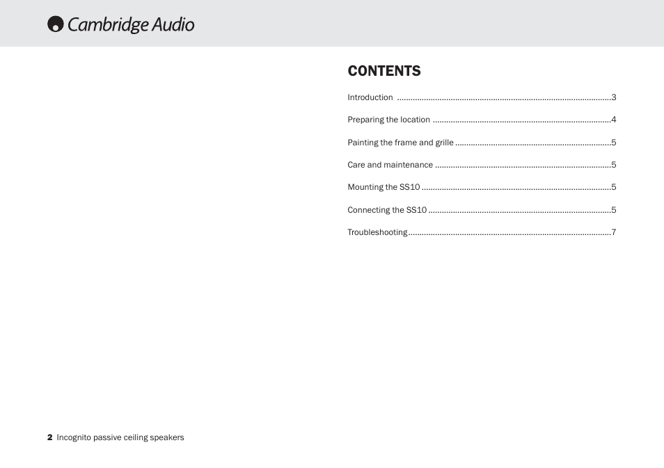 Cambridge Audio Incognito SS10 User Manual | Page 2 / 9