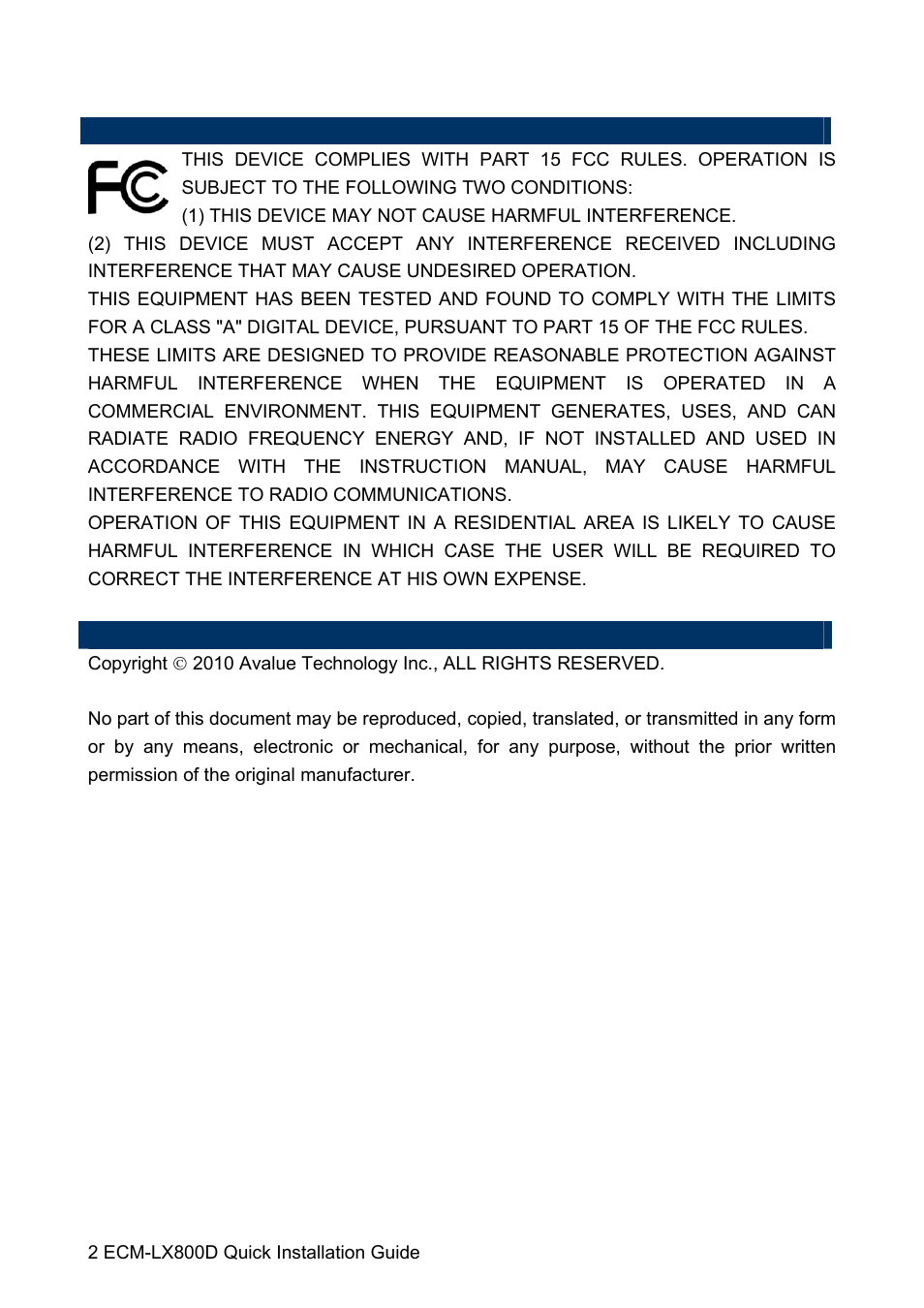 Avalue ECM-LX800D User Manual | Page 2 / 20