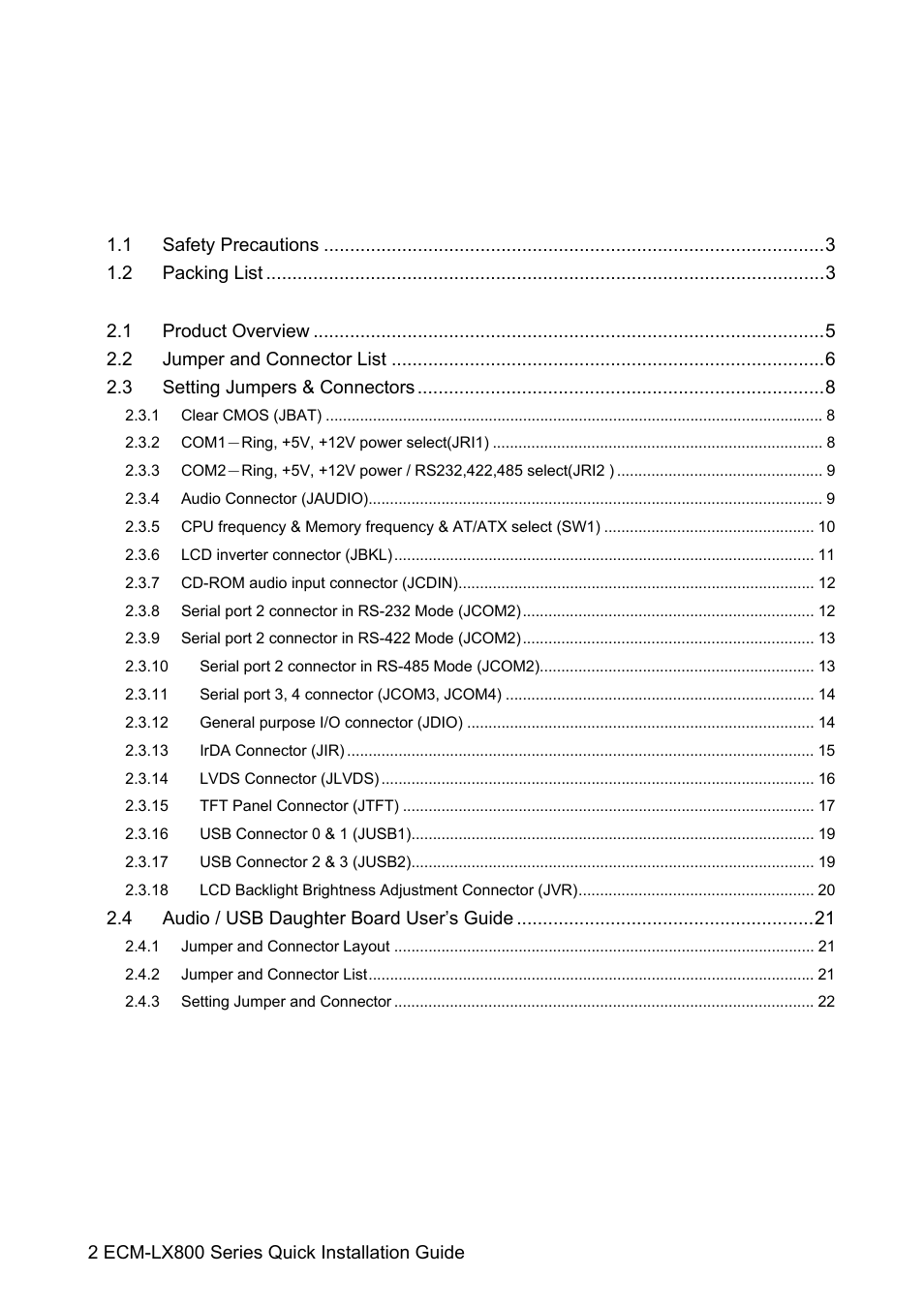 Avalue ECM-LX800 User Manual | Page 2 / 24