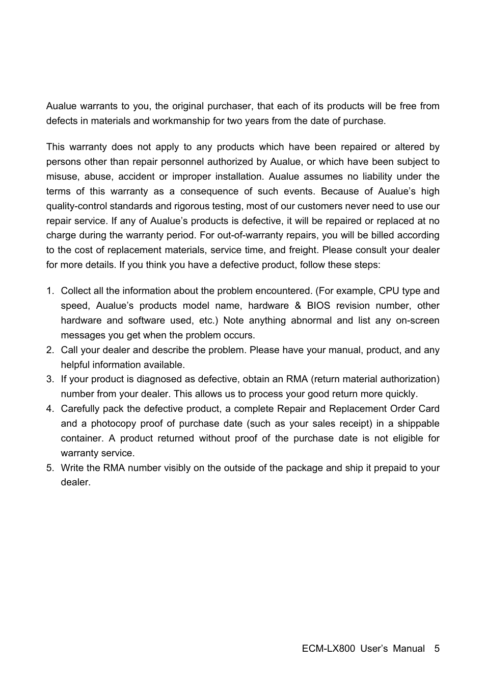 Avalue ECM-LX800 User Manual | Page 5 / 101