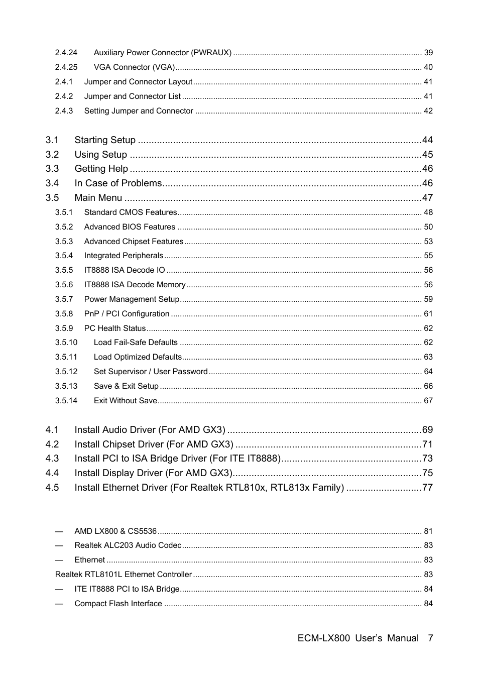 Avalue ECM-LX800 User Manual | Page 7 / 101