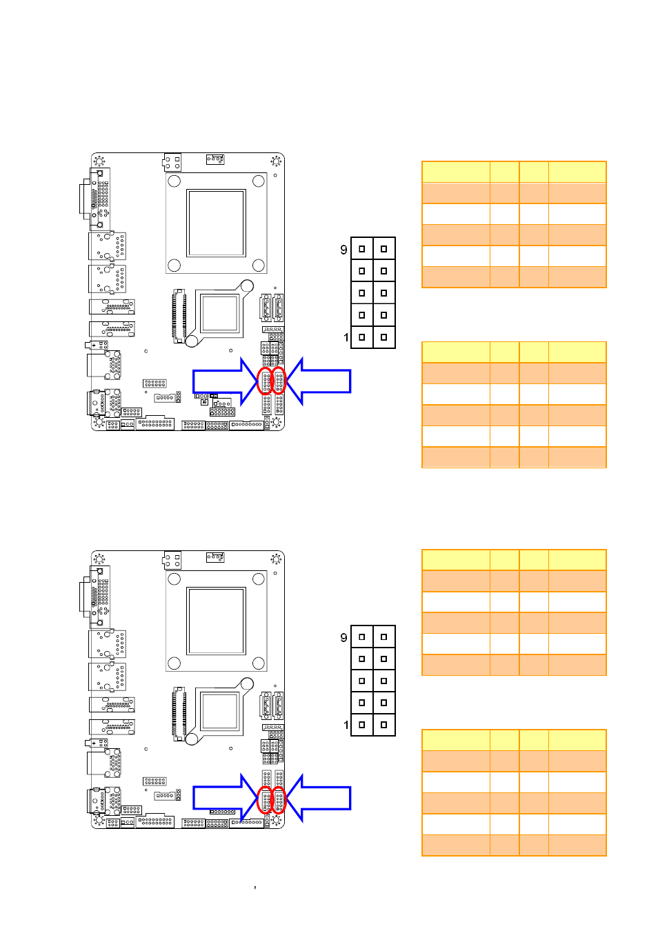 Serial port 1/ 2 connector (jcom1/ jcom2), Serial port 3/ 4 connector (jcom3/ jcom4) | Avalue EPI-QM87R User Manual | Page 28 / 77