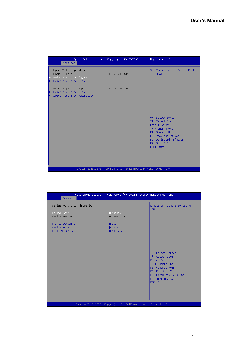 Super io configuration, Serial port 1 configuration | Avalue EPI-QM87R User Manual | Page 51 / 77
