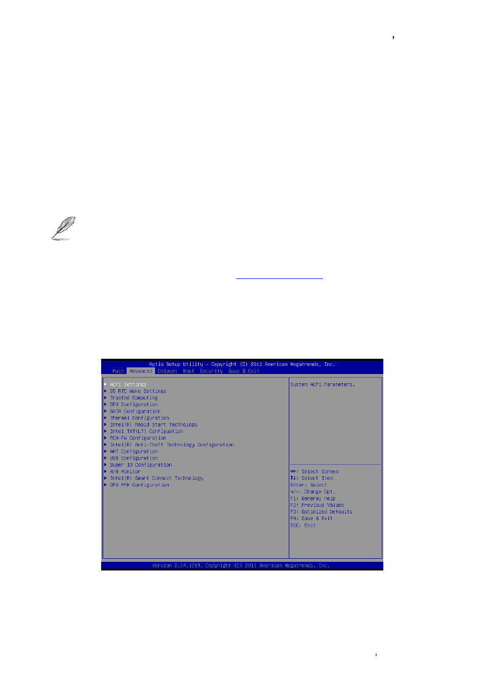 System language, System date, System time | Advanced menu | Avalue EPI-QM77 User Manual | Page 43 / 86