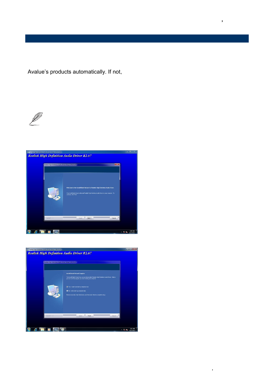 Install audio driver (for realtek alc892) | Avalue EPI-QM77 User Manual | Page 81 / 86