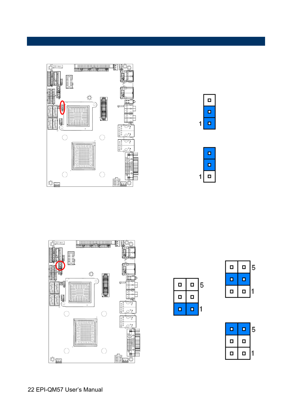 4 setting jumpers & connectors | Avalue EPI-QM57 User Manual | Page 22 / 80