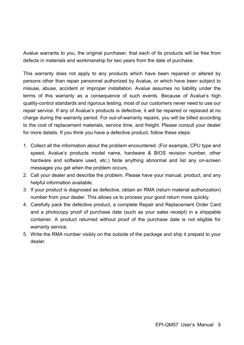 Avalue EPI-QM57 User Manual | Page 5 / 80