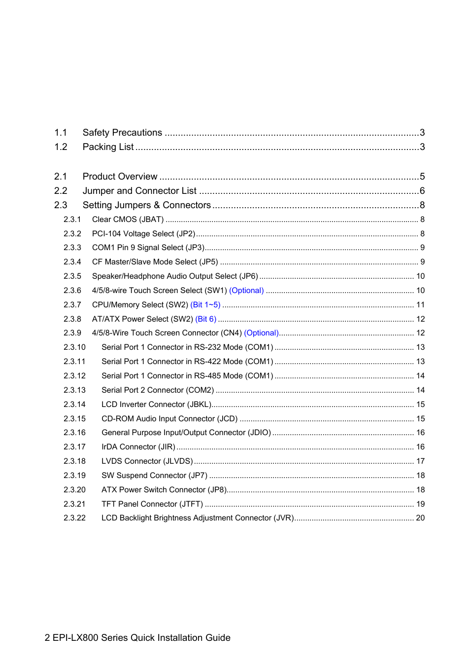 Avalue EPI-LX800 User Manual | Page 2 / 20